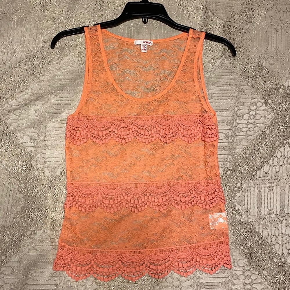 Sheer Orange Floral Tee